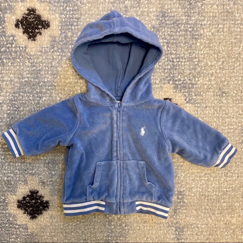 Ralph Lauren Baby Boy Zip Up Blue Hoodie Size 3m